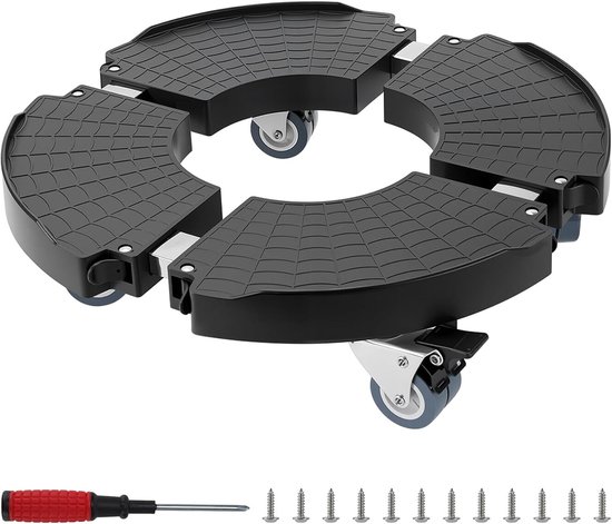 Verstelbare Plantroller met Wielen 360° Draaibaar voor Binnen en Buiten - Ideaal voor Balkon en Tuin, Zwart