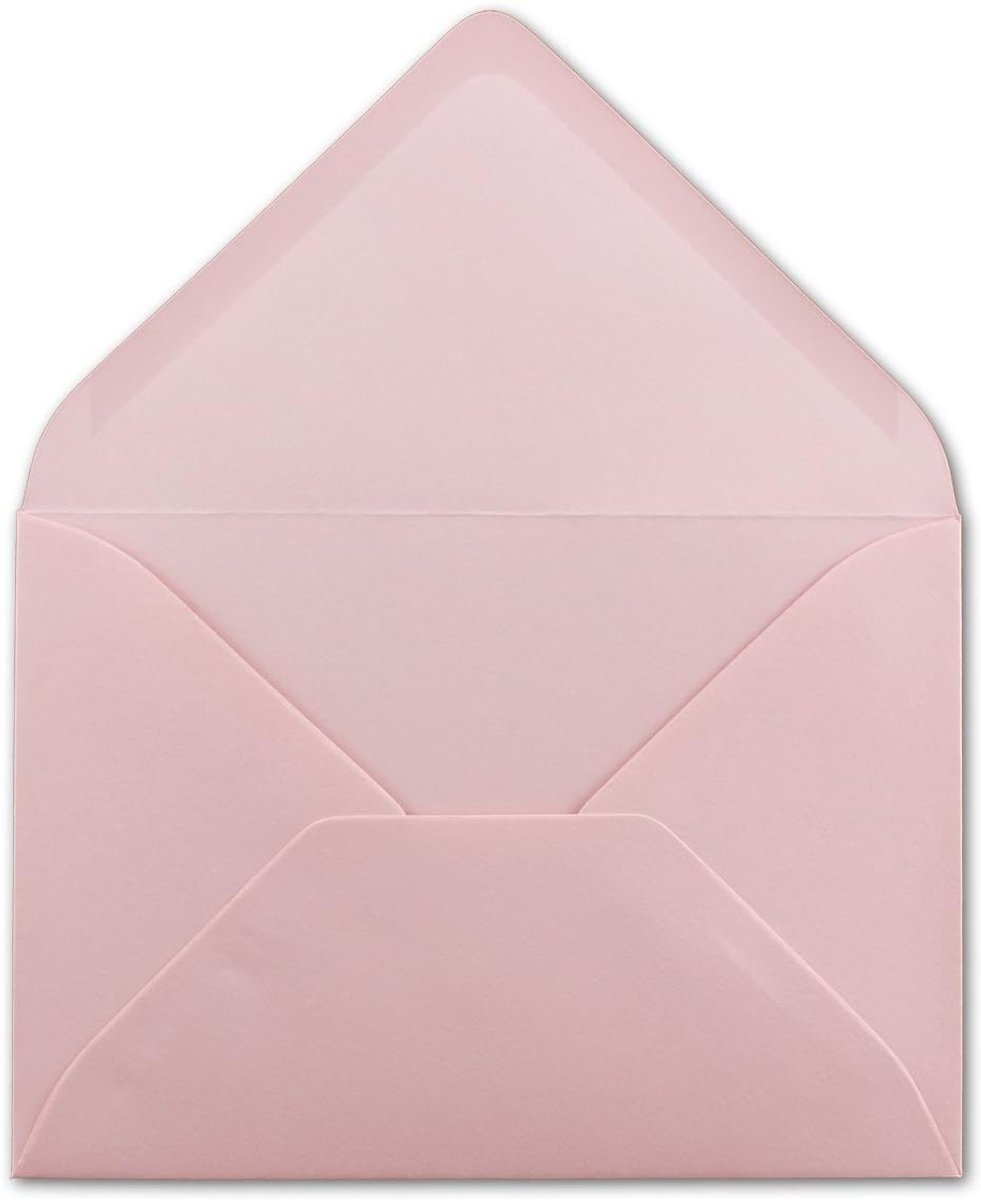 75 DIN C6, roze - 11,4 x 16,2 cm - 120 g/m², natte plakrand enveloppen zonder venster, voor uitnodigingen van uw glüxx-agent