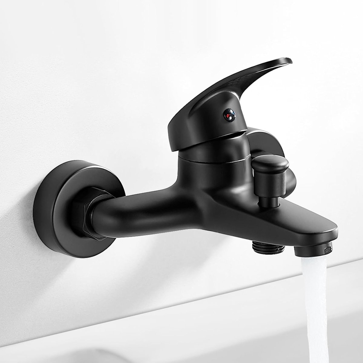 opbouw, eengreepsmengkraan met 1/2 inch doucheafvoer, zwart
