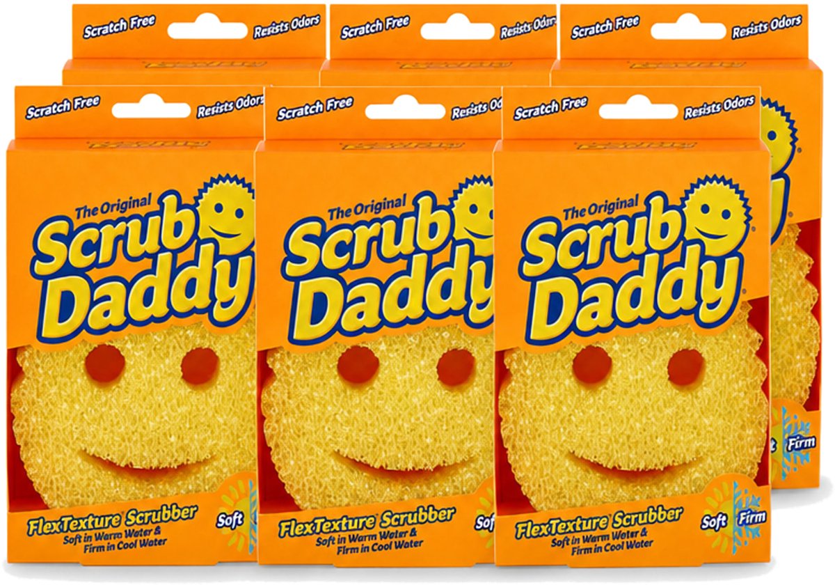 6 x Scrub Daddy - Spons - Veranderende Textuur - 1 Spons - Voordeelverpakking - 6 stuks