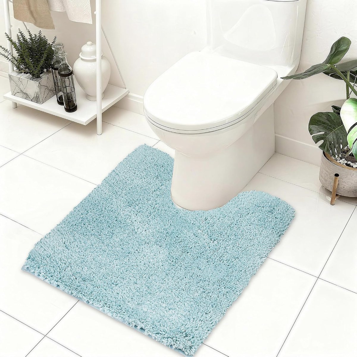 Badmat in U-vorm, antislip, 50 x 50 cm, wc-mat van zachte microvezel, absorberend, machinewasbaar, douchemat