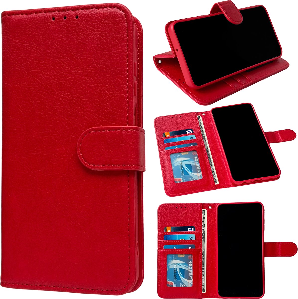 Casemania Hoesje Geschikt voor Apple iPhone 18 Pro Max - Rood - Luxe Portemonnee Book Case met Pasjeshouder - Wallet Case Telefoonhoesje