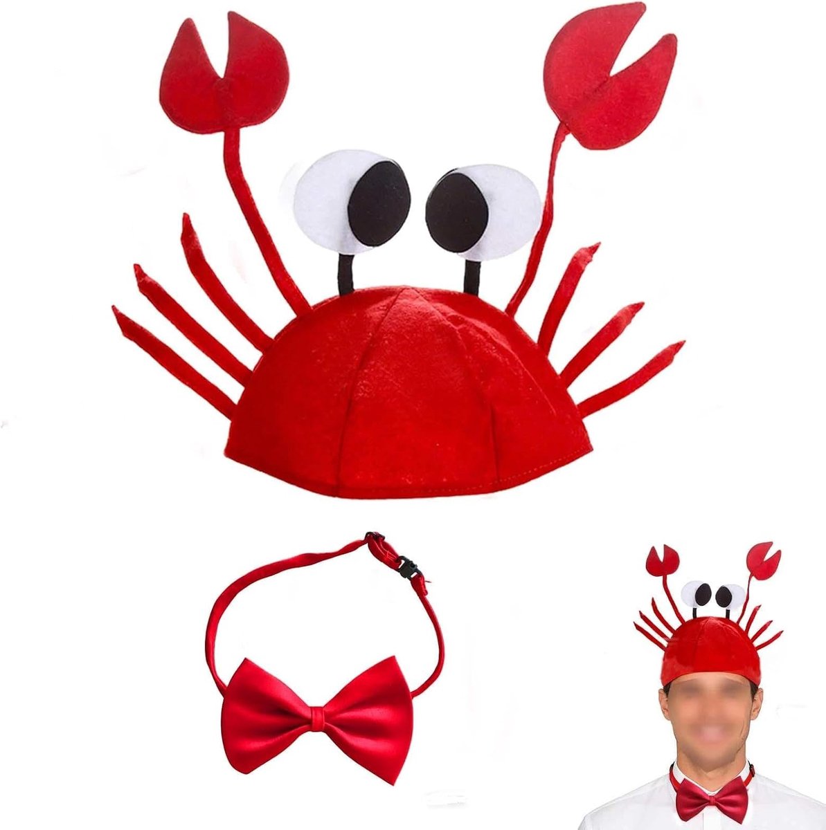 Hoeden, grappige hoeden voor kinderen en volwassenen, krabmuts voor carnaval, Halloween, cosplay, kostuum, accessoires
