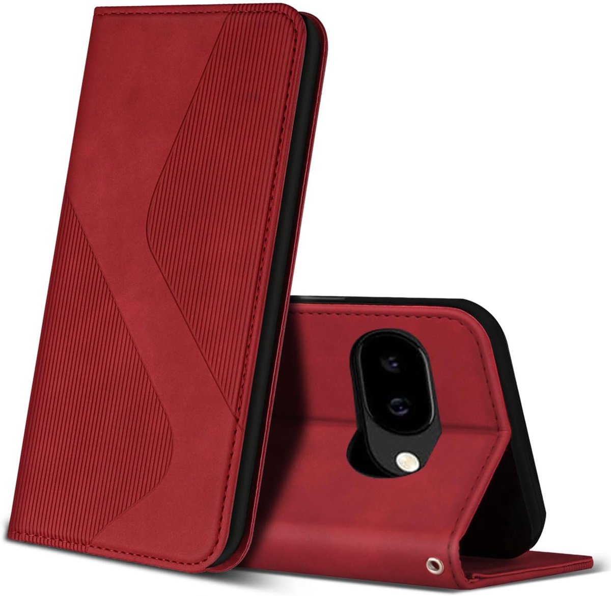 Hoesje voor Google Pixel 9a, PU Kunstleer Bookcase Telefoonhoesjes met [Kaartsleuven] [Stand], Flip Case Beschermhoesje voor Google 9a (Rood)