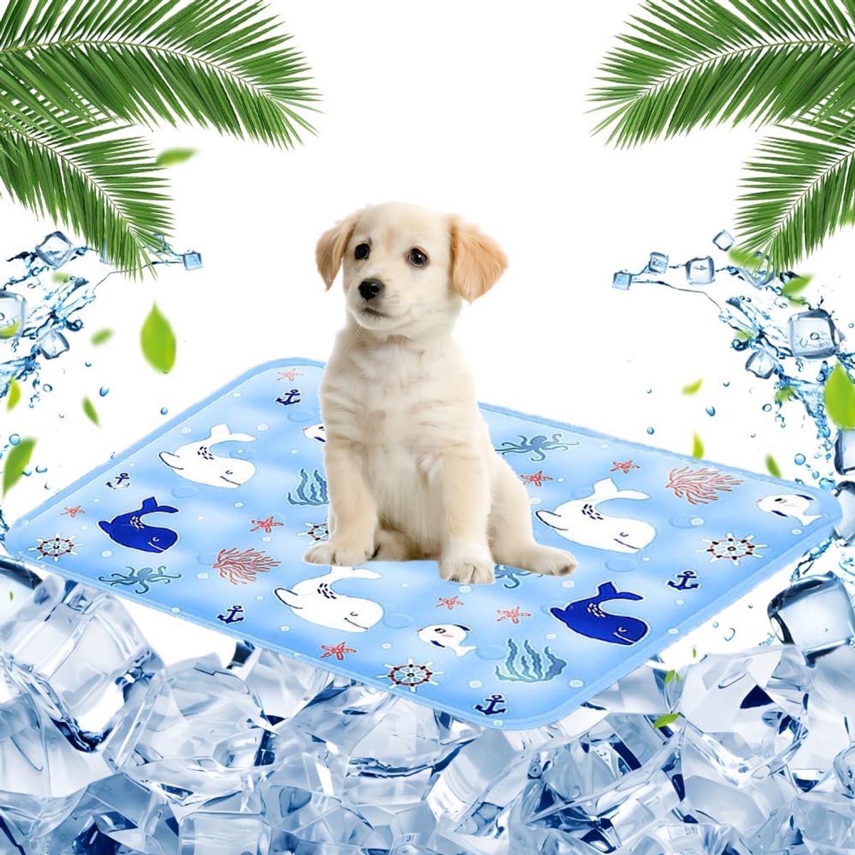 Koelmat voor honden, koelmat voor honden, koelmat, 40 x 50 cm, voor katten, puppy's, koel binnen buiten, krasbestendig, duurzamer (walvis)