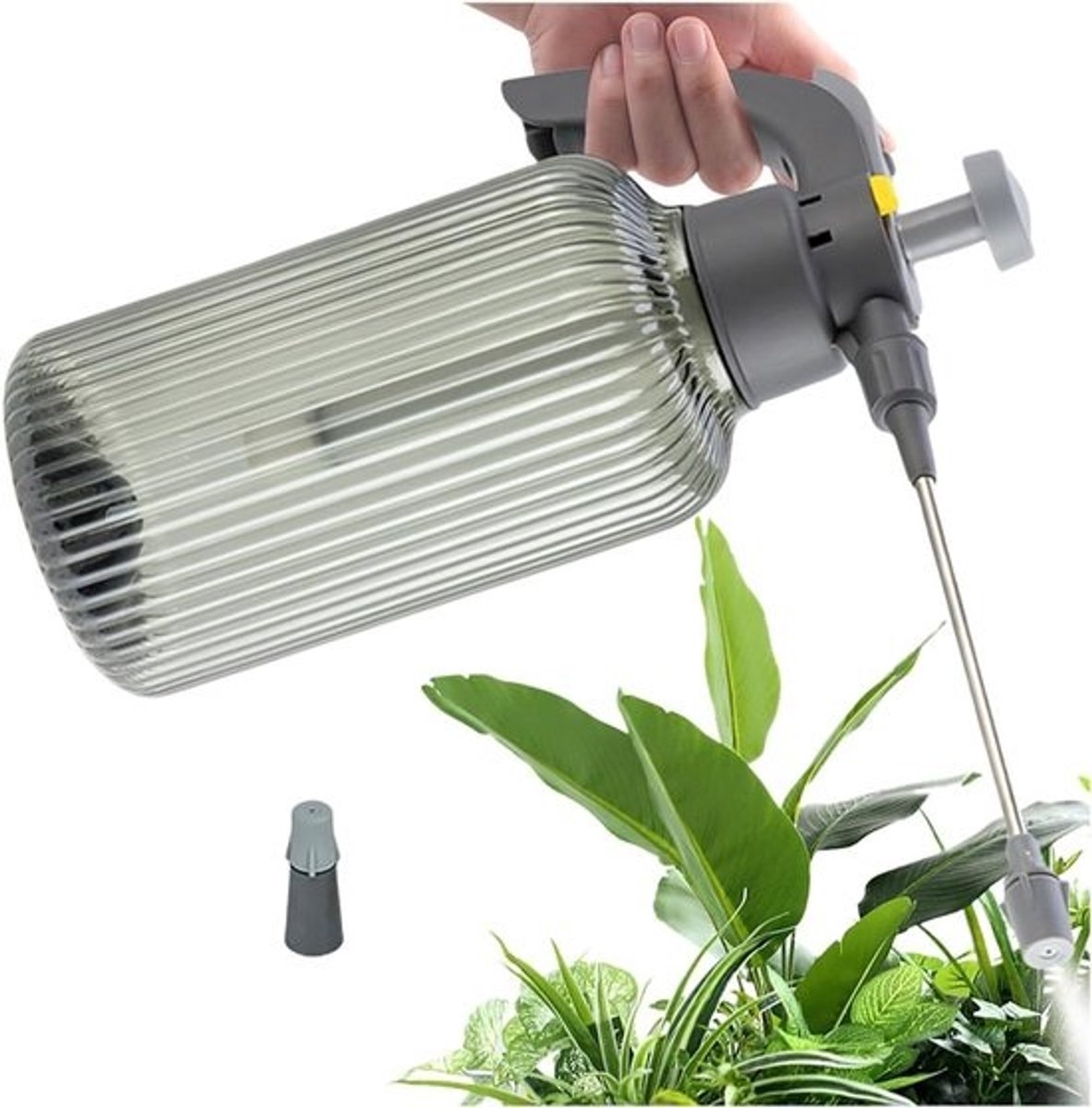 Lege Spuitfles - Handpomp Verstuiver - Planten Water Geven - Consistente Nevel - 2000 ml - Grijs