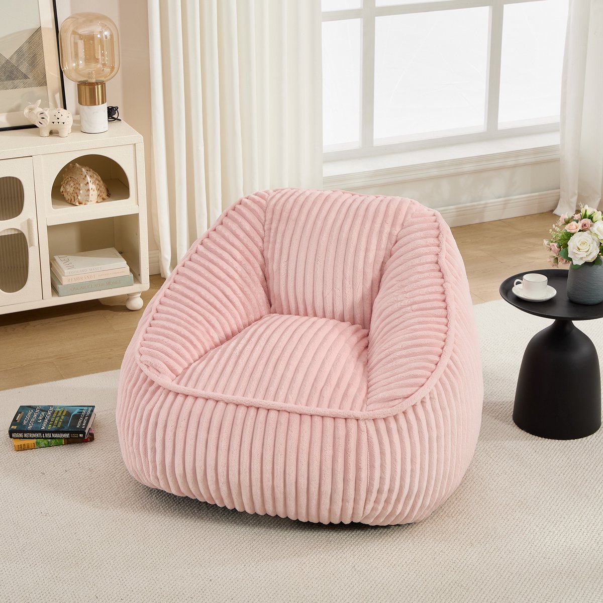 Clruro Zitzak - Traagschuimvulling - Gestreept, Zacht en Lichtgewicht - Chenille - Roze
