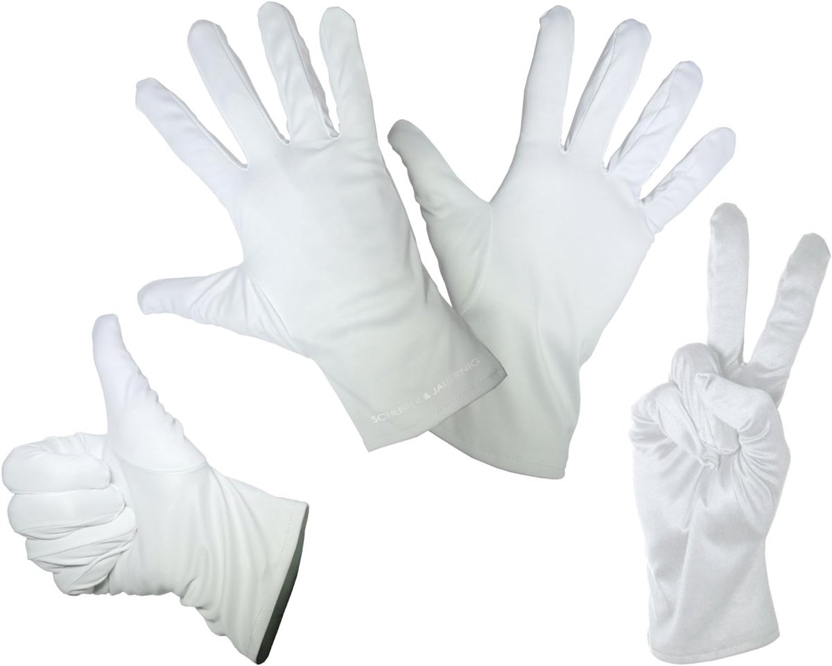 1 paar fijne microvezel handschoenen - wit - in de maten: S M L XL - voor het reinigen/poetsen, verkleden voor carnaval - handschoen voor een pantomime kostuum goed geschikt (extra large)