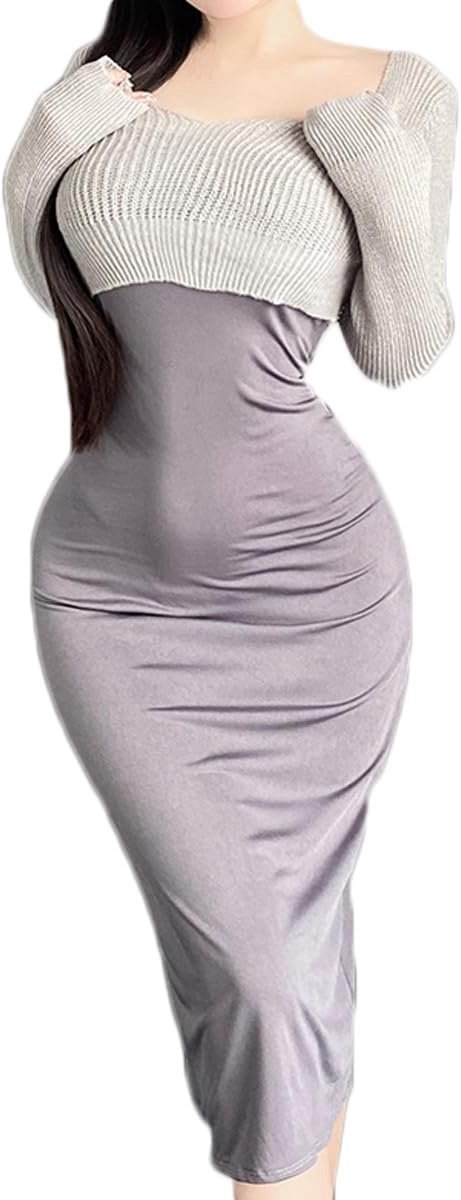 lingerie voor dames, anime, cosplay-kostuum, bodycon jurk en trui, lange mouwen, crop top, dames, cosplay-outfits