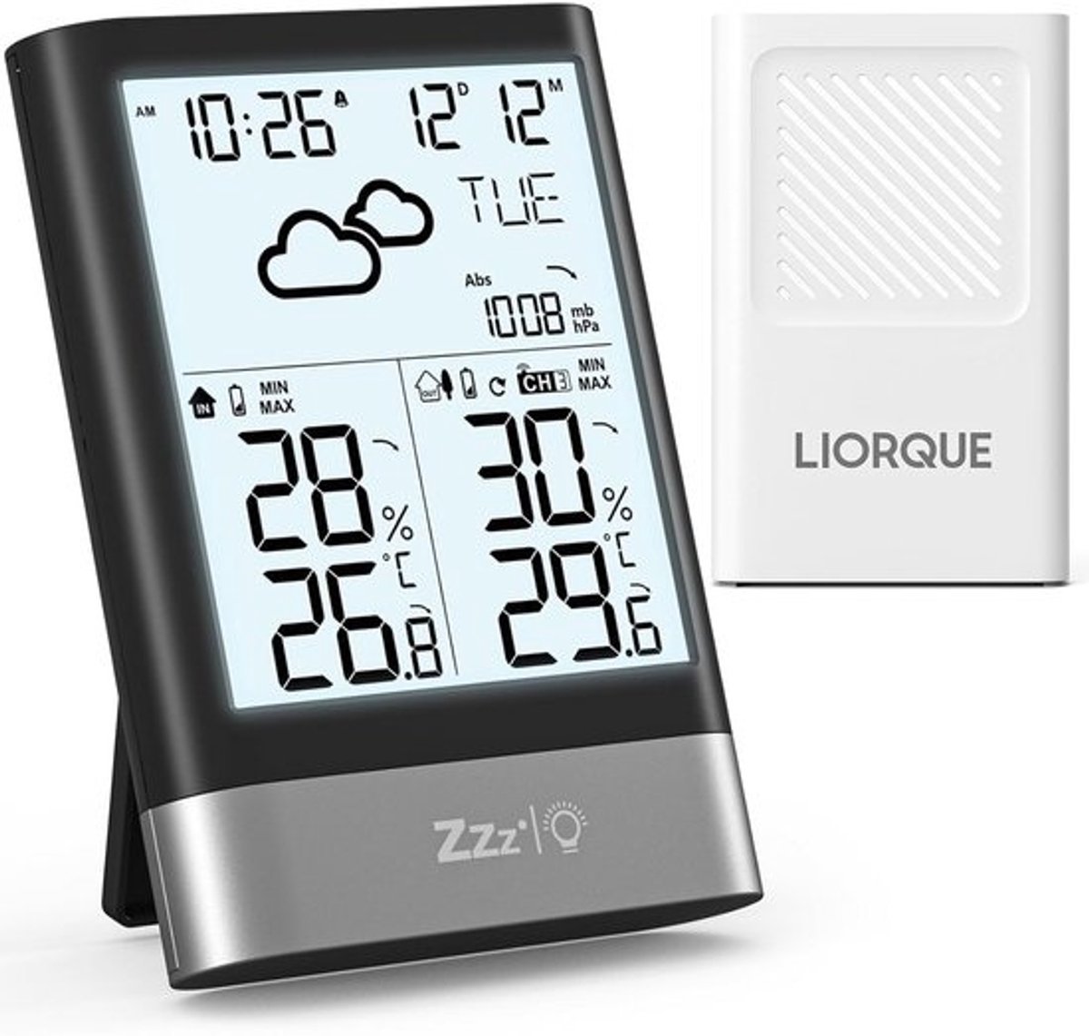 Draadloos Weerstation met Binnensensor en Buiten Buiten & Binnen Temperatuur en Vochtigheid