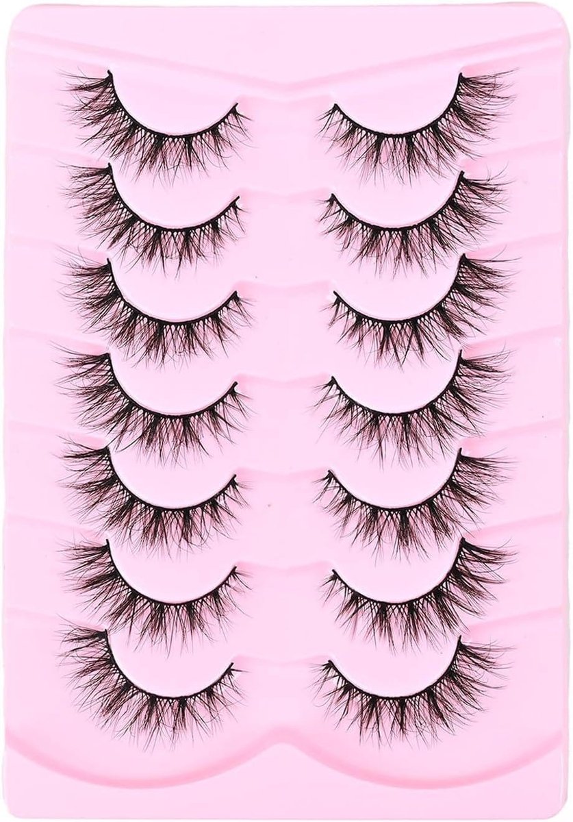 7 paar wimpers, natuurlijke look, kattenoog, kunstwimpers, wispy faux nertswimpers, vossenooge-effect, valse wimpers, wollig, zacht, voor dagelijks gebruik en feest