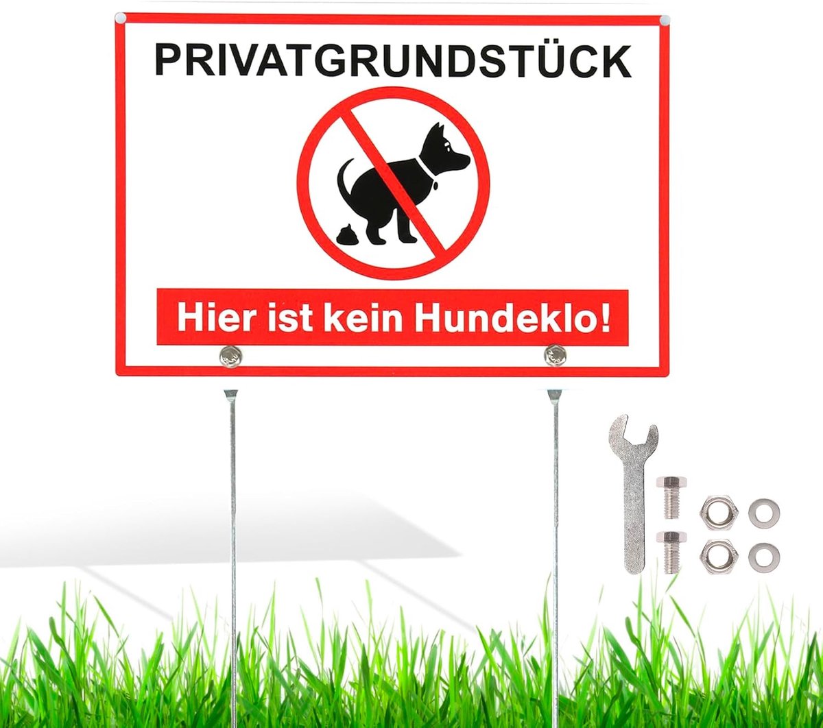 "Geen hondenbadje, aluminium, 20 x 30 cm (A4), privéperceel Hier is geen hondensign, honden verboden met posts, UV-bescherming