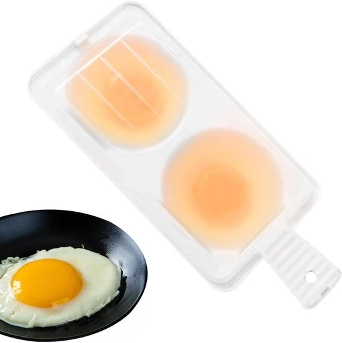 Magnetron Eierkoker - Eierstoomvorm - Ontbijt Maken - Twee Holtes - 23 cm Lengte - Wit