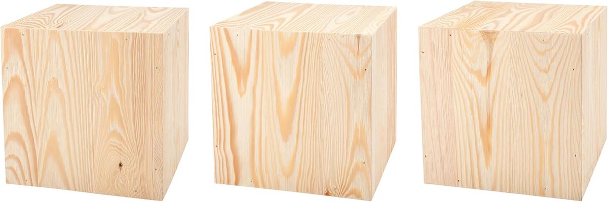 Standaards, Vintage houtdecoratie, Bloemenstandaards, Bloemenkrukjes, Decoratieve zuilen, DIY plantenzuilen, Stevig en duurzaam, Natuurlijk hout, 20x20x20 cm, 3 stuks