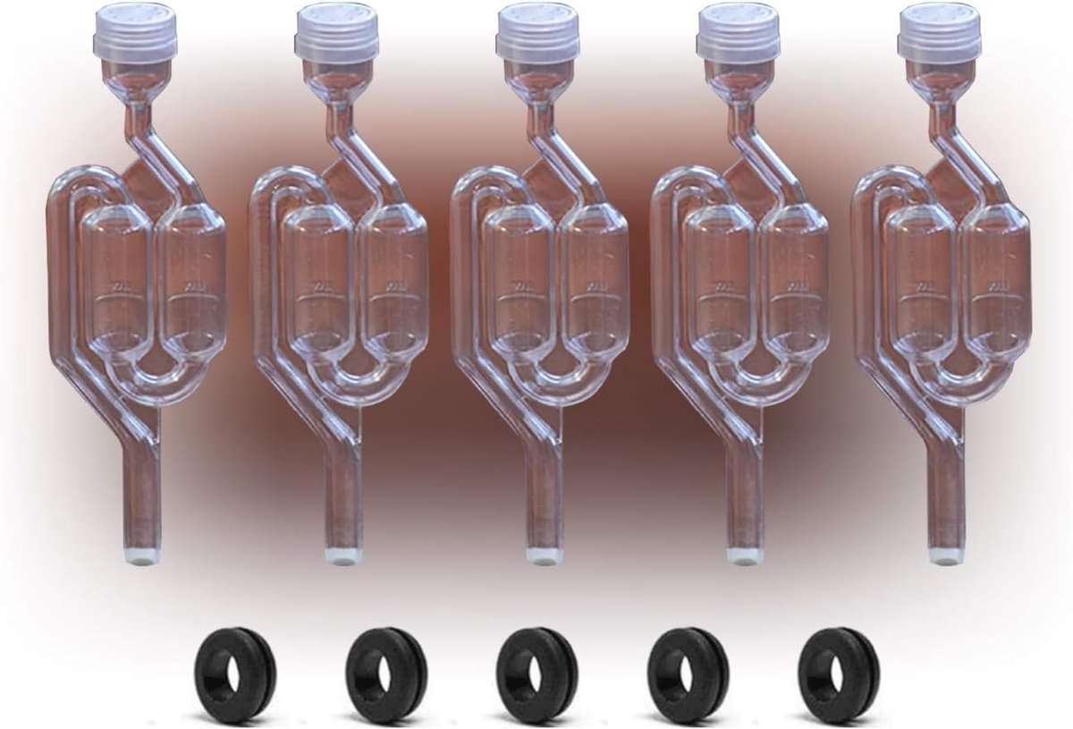 5 x Airlock S-Bubble Type met doorvoertules