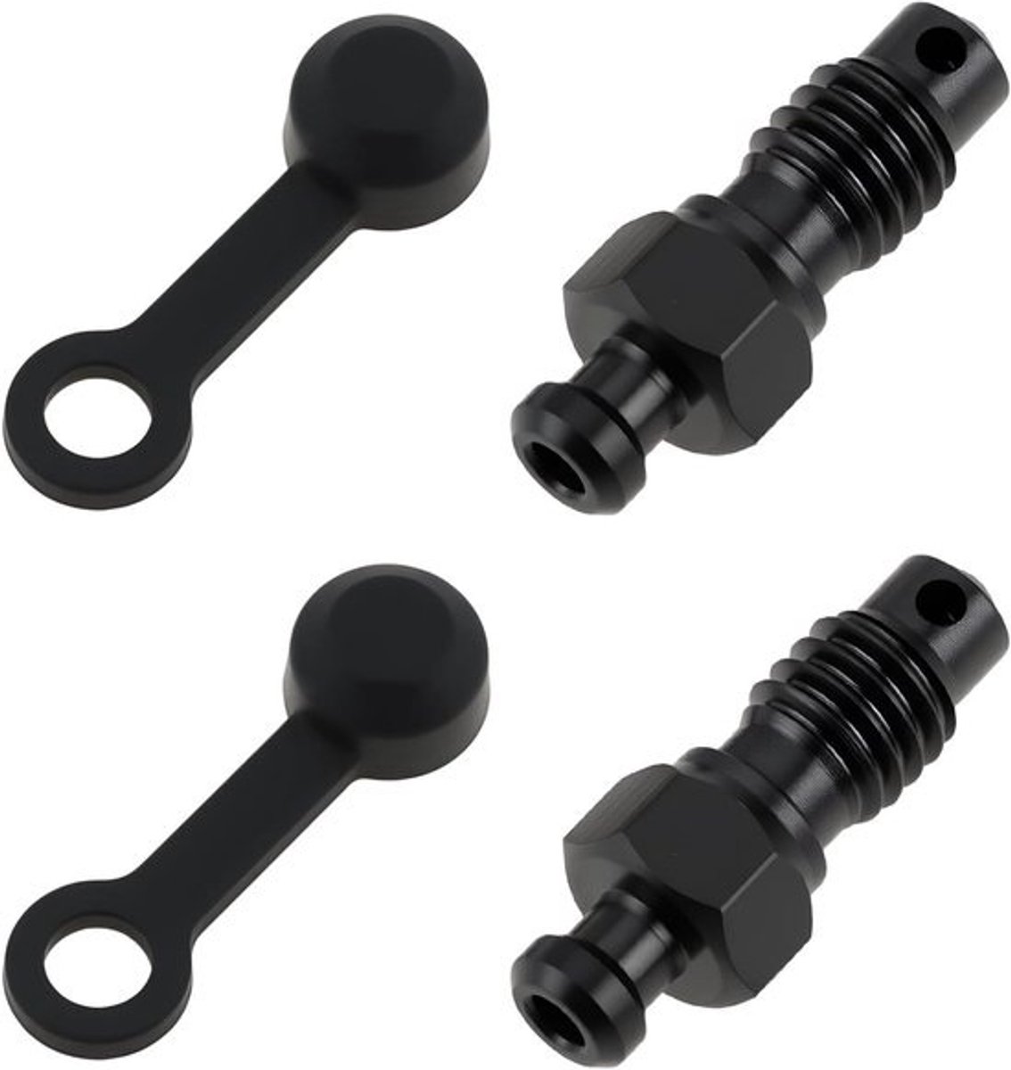 Remontluchtingsnippel Set - Hydraulische Nippels - Fietsonderhoud - Titanium Legering - M6 - Zwart