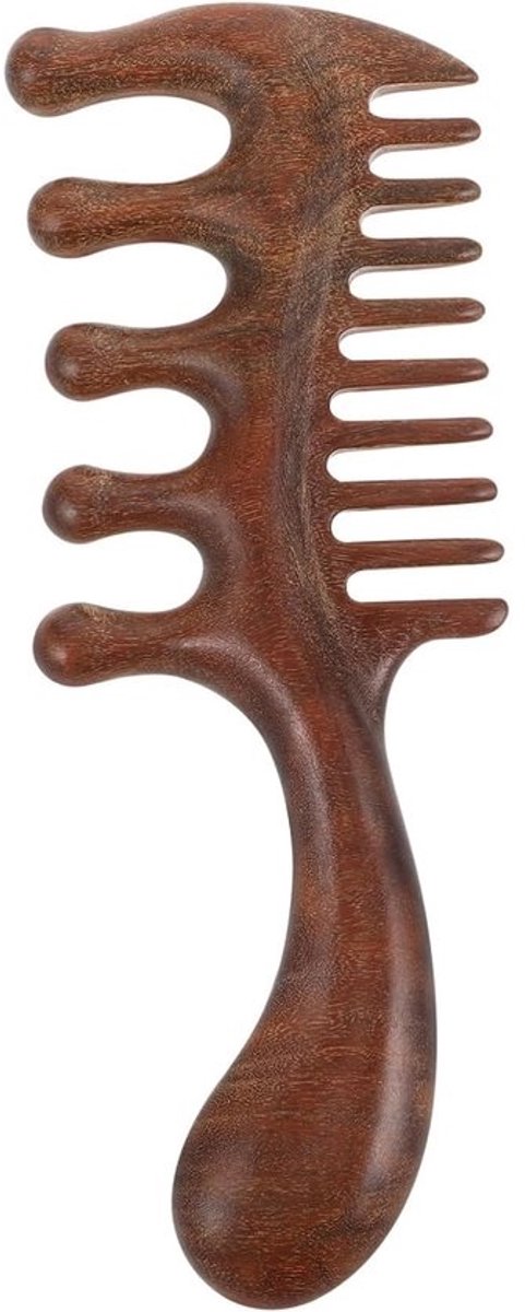 Sandelhout Massagekam - Houten Kam Hoofdhuid - Hoofdmassage Ontspanning - Vijftandig Ergonomisch Ontwerp - 18 x 6.8 x 2.3 cm