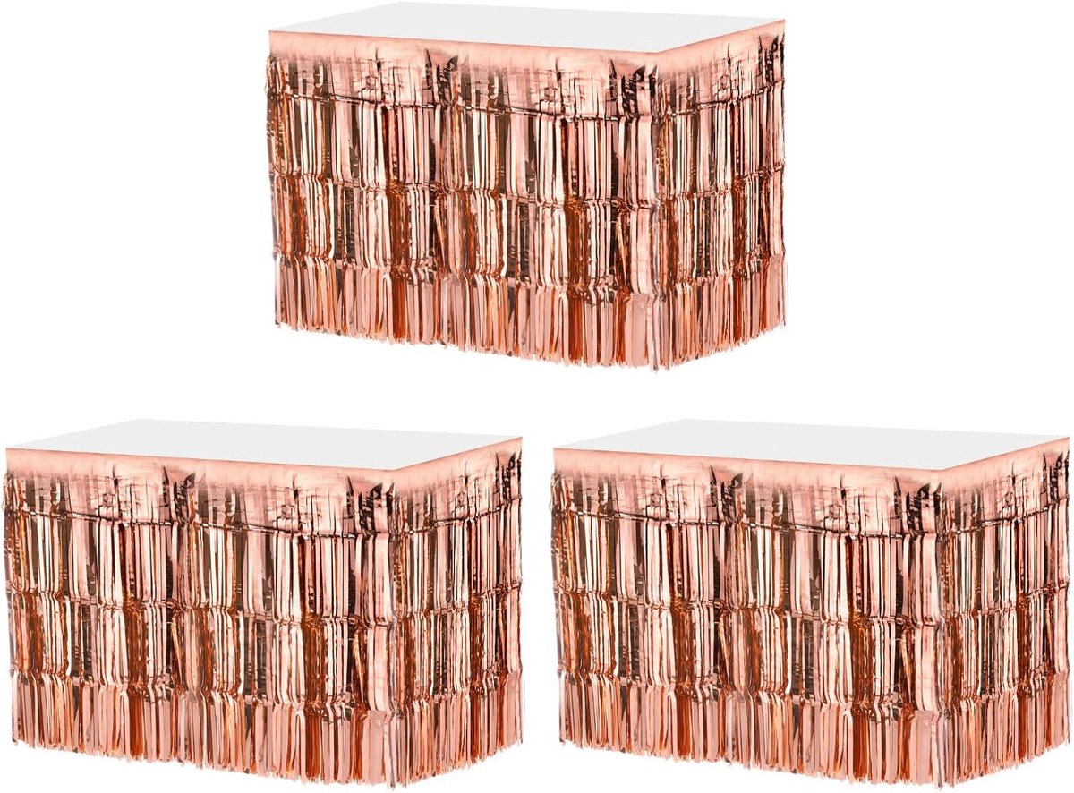 Dailygoods- Tafelrokken 75 x 275 cm - 3 stuks - Lametta met foliefranjes - Feestdecoratie - Bruiloft/Verjaardagsfeesten - Eenvoudig te bevestigen