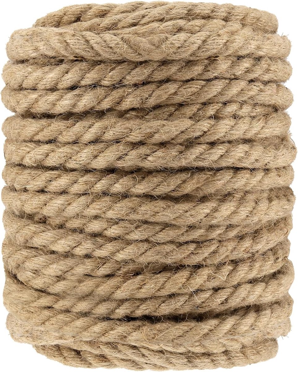 Dailygoods- Jute Touw 12 mm - Gedraaid Natuurlijk Jute Touw - Sterk en Duurzaam - Voor Tuinieren/Decoratie - 50 m Lengte - Slijtvast en Elegant - Tuin