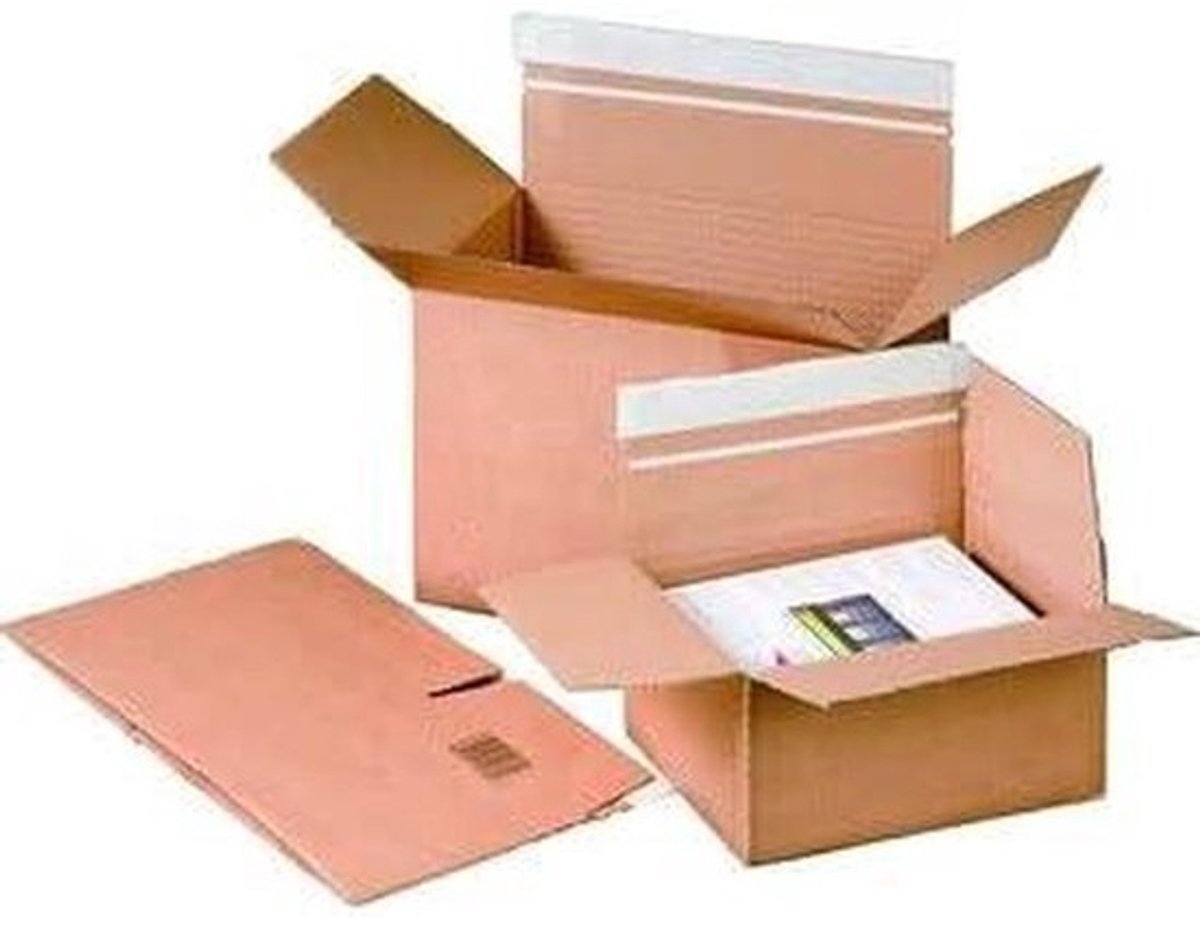 Verzenddozen met bodem - Postdozen zelfsluitend - Goederen verzenden - Automatische bodem - A5+ - Bruin