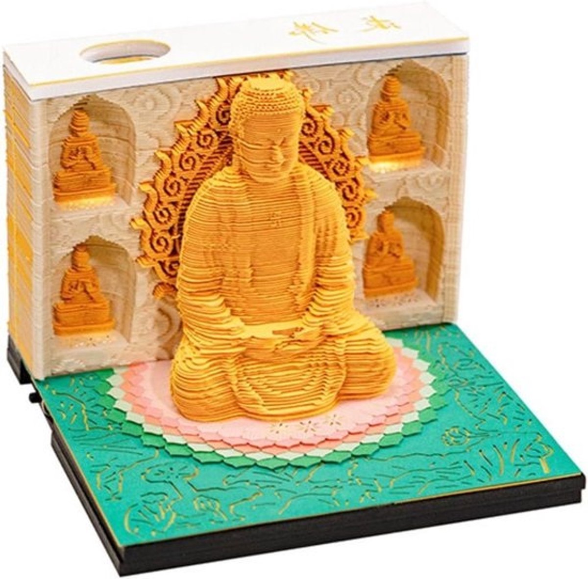 3D Kladblok - Papier Carving Notitie - Bureau Decoratie - Zwevend Lichtsnijwerk - 9.4 x 8.9 x 7.5 cm
