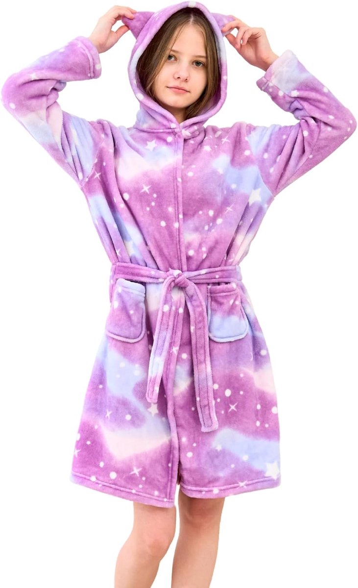 Badjas voor Meisjes Zachte Fleece Badjassen met Capuchon