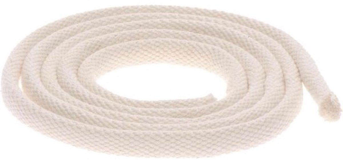 Ronde Katoenen Lont 6,5 mm dik - 3 Meter - Geschikt voor Olielamp, Tuinfakkel en Bamboefakkel