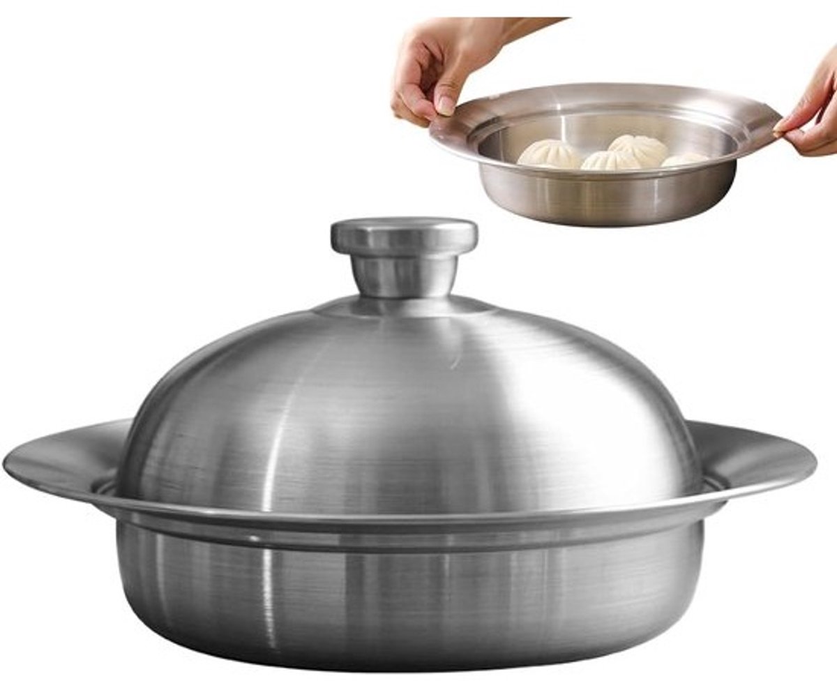 Stoommand RVS - Kookmand Stoom - Gezond Koken - Gelijkmatige Warmte - 28 cm - Zilver