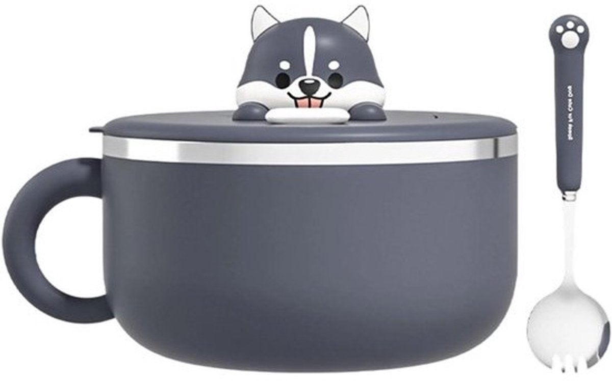 Noodle Bowl - Instant Noodle Maker - Warme Maaltijden Bereiden - Dubbelwandige Isolatie - 1200 ml - Zilver