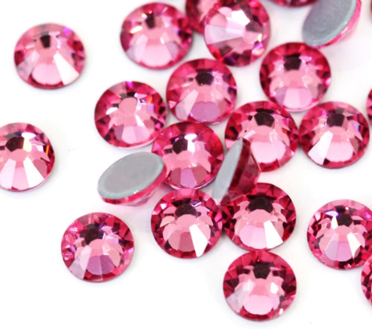 Strassteentjes, kristallen met platte onderkant, strassteentjes, glas, glittersteentjes, nagelkunst, edelstenen, ronde diamanten, hotfix kristal, ronde edelstenen, 1,9 - 2 mm, rozerood