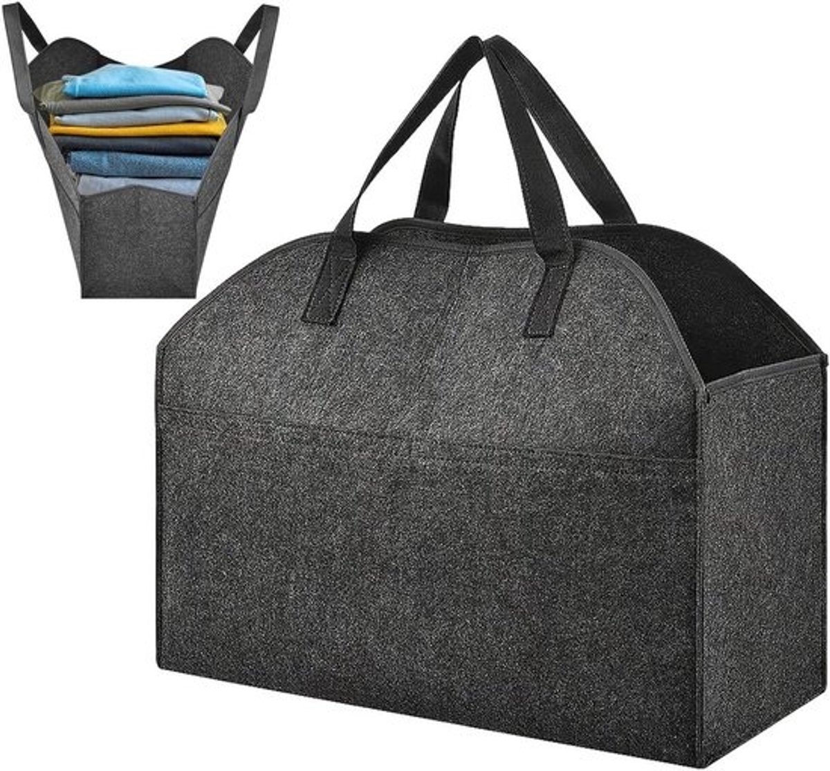 Haardhoutmand Vilt - Brandhout tas - Haardhout Opslag - Grote Capaciteit - 558 cm - Grijs