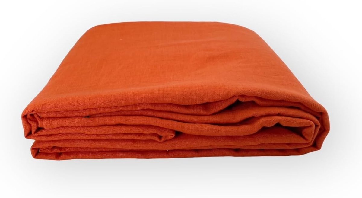Laken, bedlinnenset, 100% linnen, soft washed finish, 180 g/m² (240x260 cm, Bloedsinaasappel)