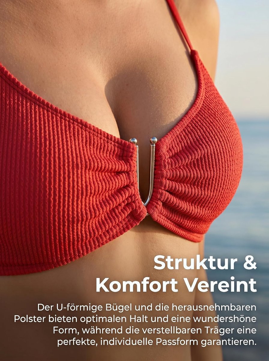 Sexy bikiniset voor dames, push-up en U-vormig beugeldesign