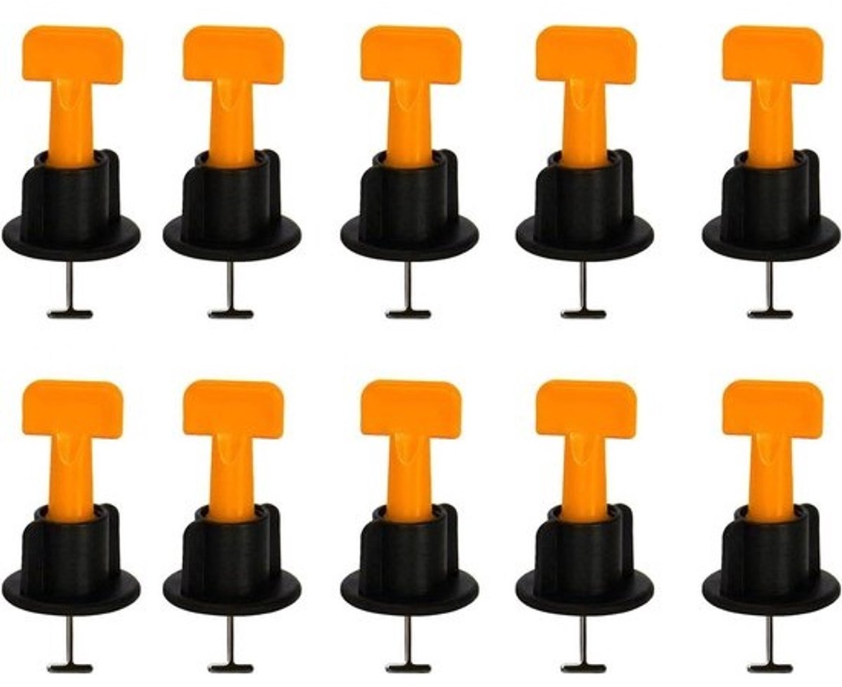 Tegelnivelleringssysteem - Tegelzetters Gereedschap - Nauwkeurig Tegels Plaatsen - Roestvrij Staal PP Materiaal - 15 Mm - Oranje