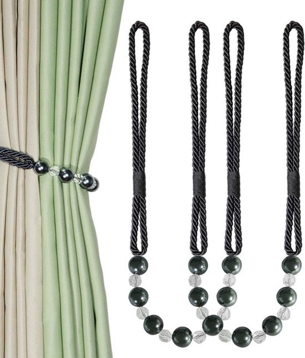 Decoratieve Gordijn Tiebacks met Kralen en Touw - 2 Stuks