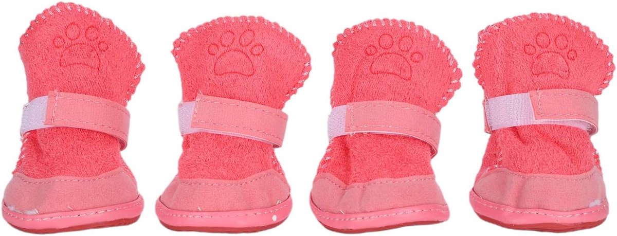 pootbescherming, rubber, antislip, winterwarme huisdierschoenen voor honden (roze, 5 Good)