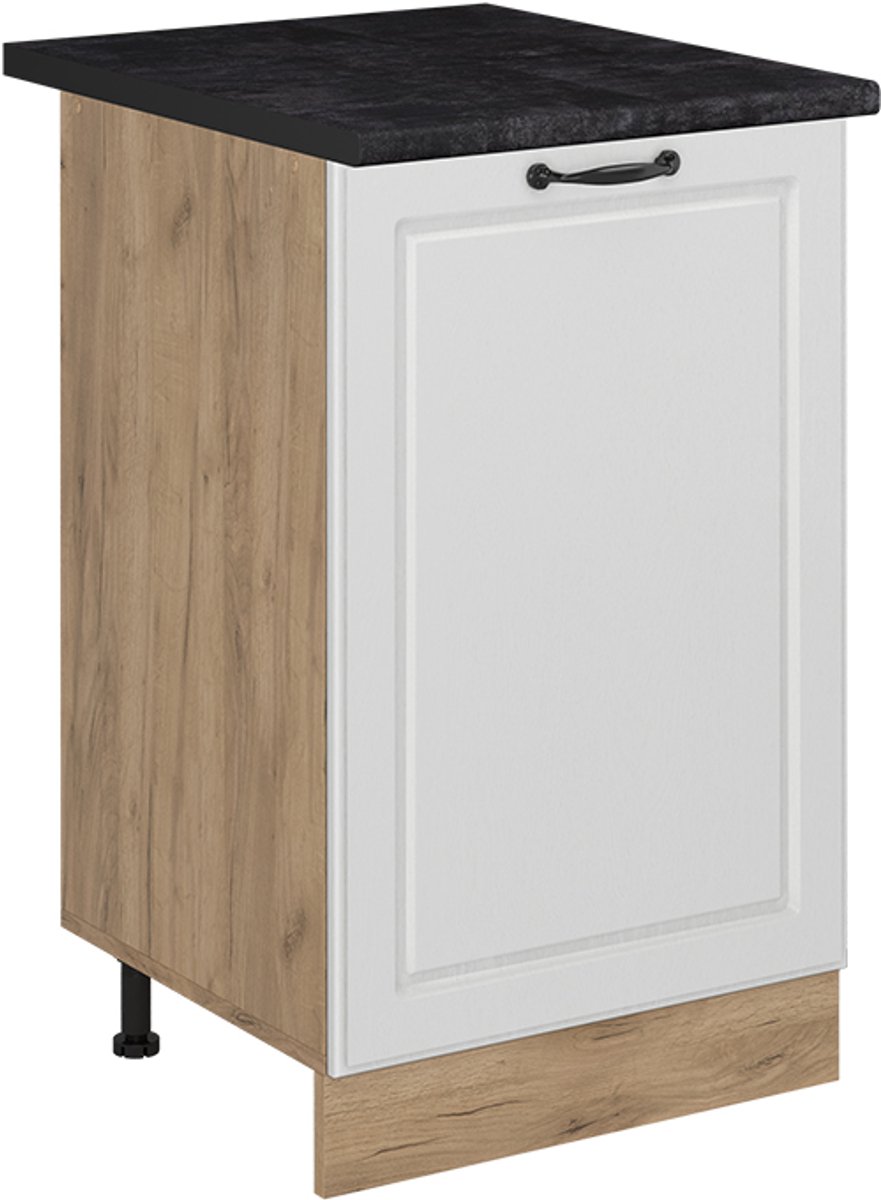 Vicco Keukenonderkast R-Line, Wit landelijk/Goudkleurig Eiken, 50 cm antraciet werkblad
