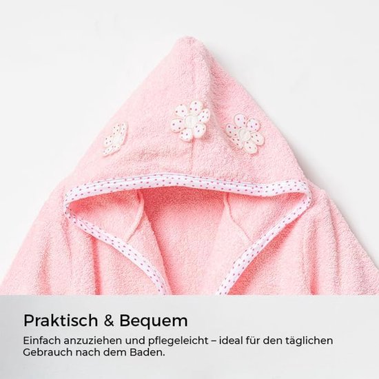 Babybadjas met schattig giraffenmotief, badjas met capuchon van 100% katoen, zacht, absorberend en huidvriendelijk, voor pasgeborenen en peuters — afbeelding 4