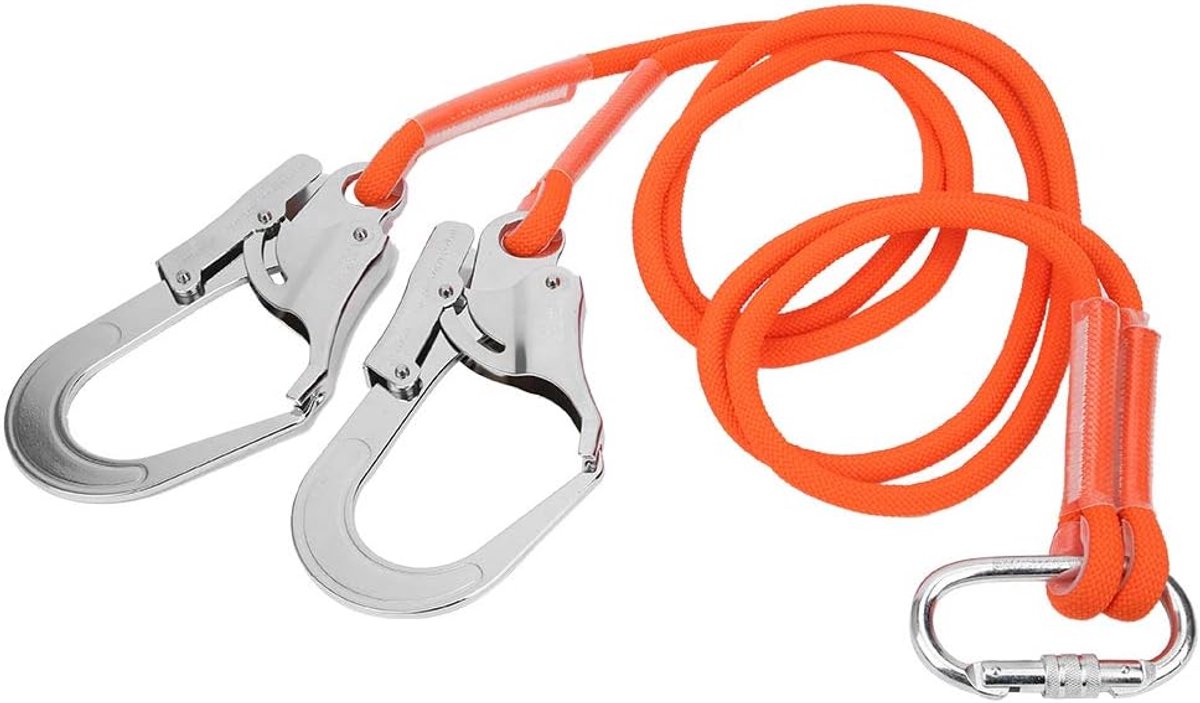 Dailygoods- Valbeveiligingskoord Lichtgewicht 1,6 m - Slijtvast Nylon/Staal - Breukvastheid 1800 kg - Multifunctioneel - Veiligheidsgordel - Duurzame