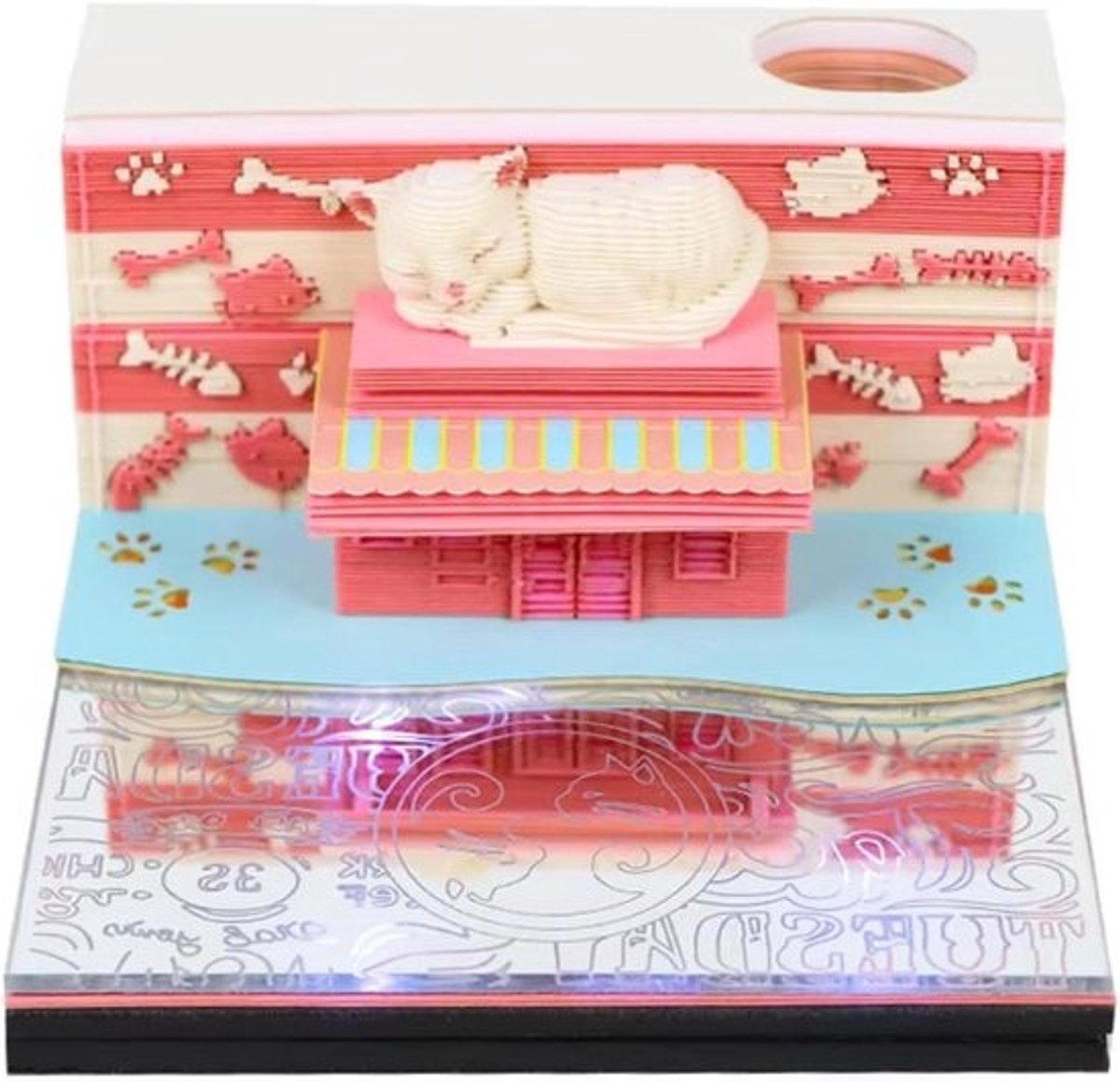 3D Memo Pad - Artsy Pads Kladblok - Bureau Decoratie - Papier Carving Kunst - 9x9x4.9cm - Multicolor