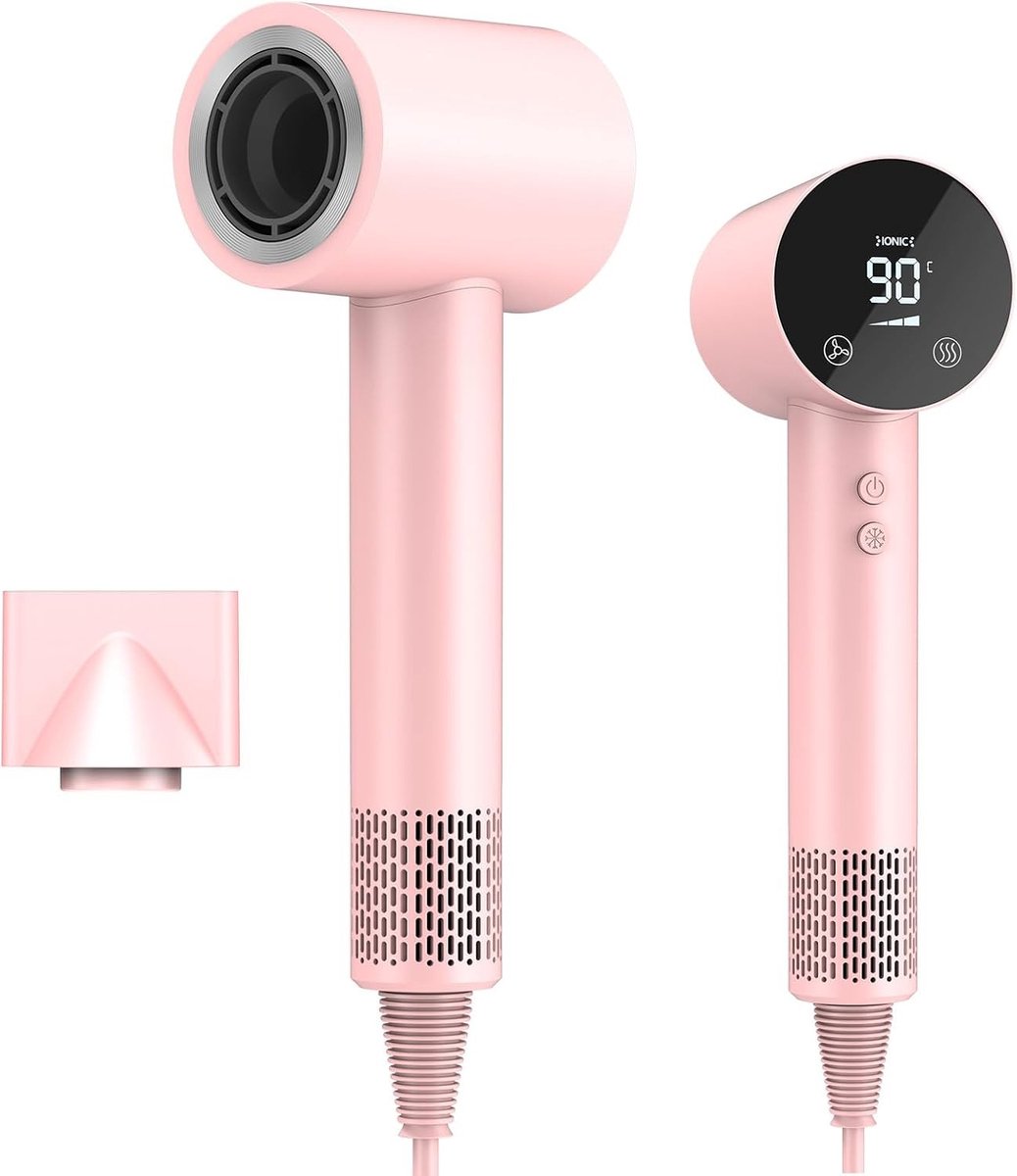 Professionele haardroger - Roze - 1500 W - Ionen Haardroger met Digitale Display - Voor Dames