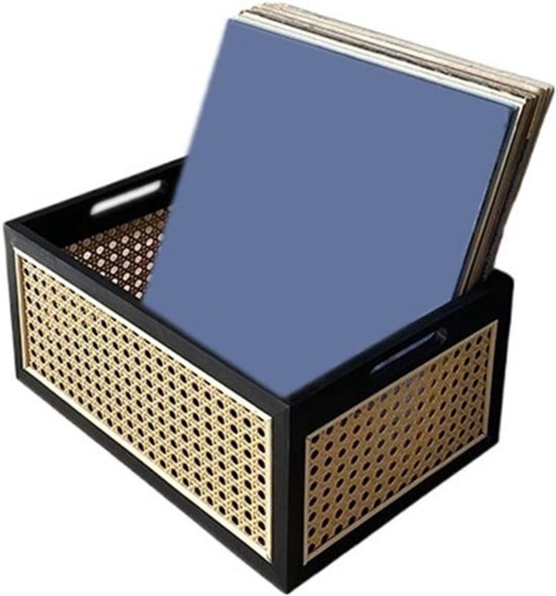 Vinyl Opbergbox - Platenkast CD Rek - Muziek Collectie Organiseren - Geen Montage Vereist - 35x25x16 cm - Houtkleur