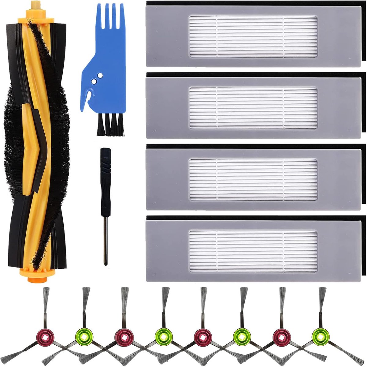 reserveonderdelen, accessoireset voor Ecovacs Deebot Ozmo 920, OZMO 950, T8, T9 en N8 serie stofzuiger, 1 hoofdborstel, 8 zijborstels, 4 filters, 1 reinigingsborstel, 1 schroevendraaier