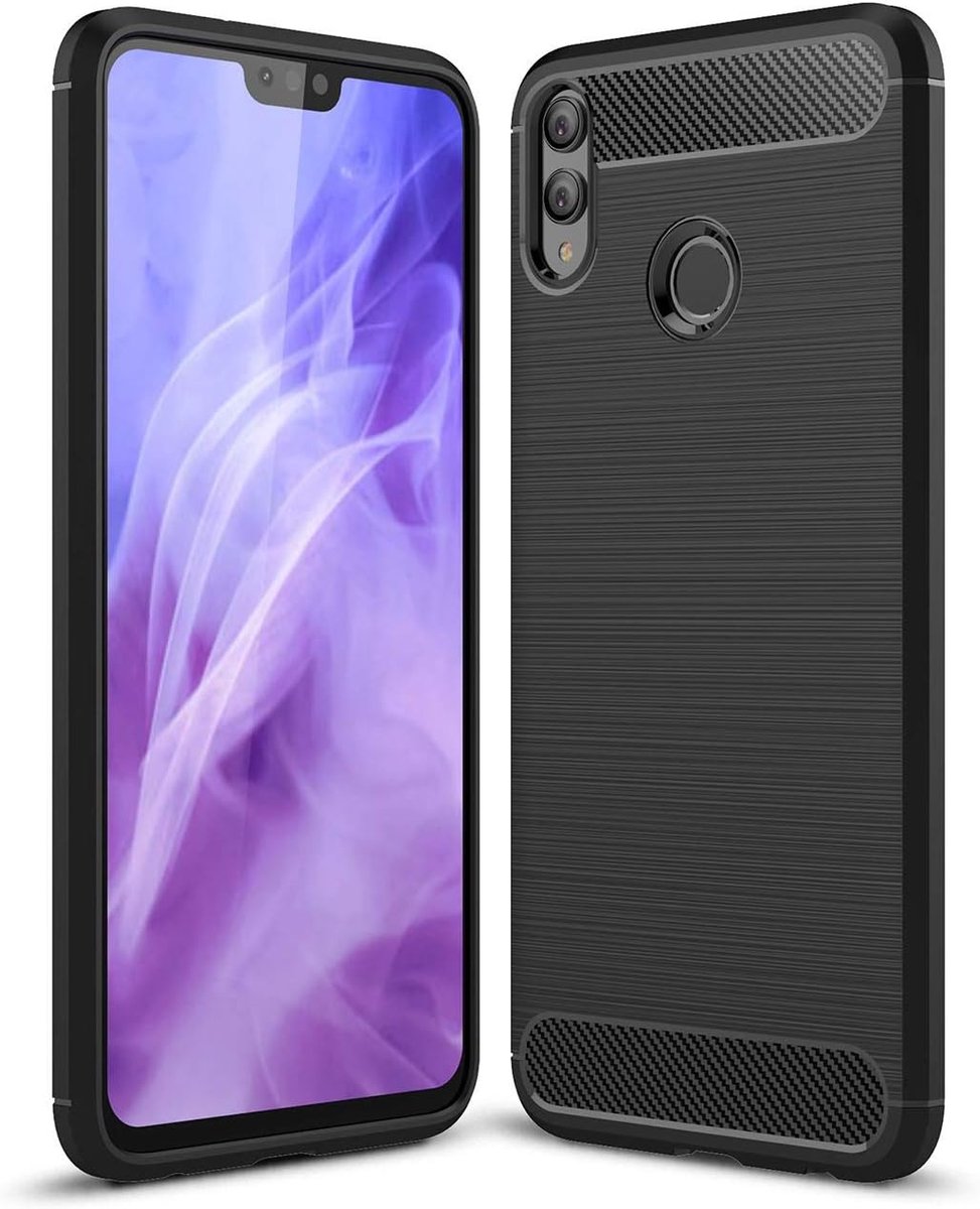 8X hoes, Carbon Fiber Shock Absorption Slim TPU Cover Case voor Huawei Honor 8X