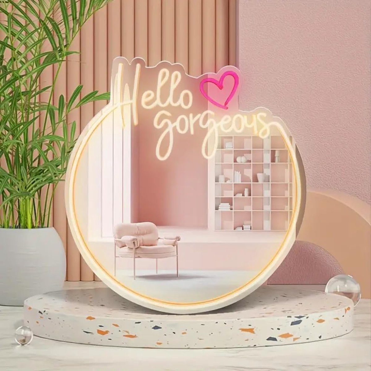 Gorgeous Neonbord, woondecoratie, verlichte spiegel, wanddecoratie, led-borden, gepersonaliseerde cadeaus voor wanddecoratie, feest, verjaardag, verloving, feest, bruiloftsdecoratie