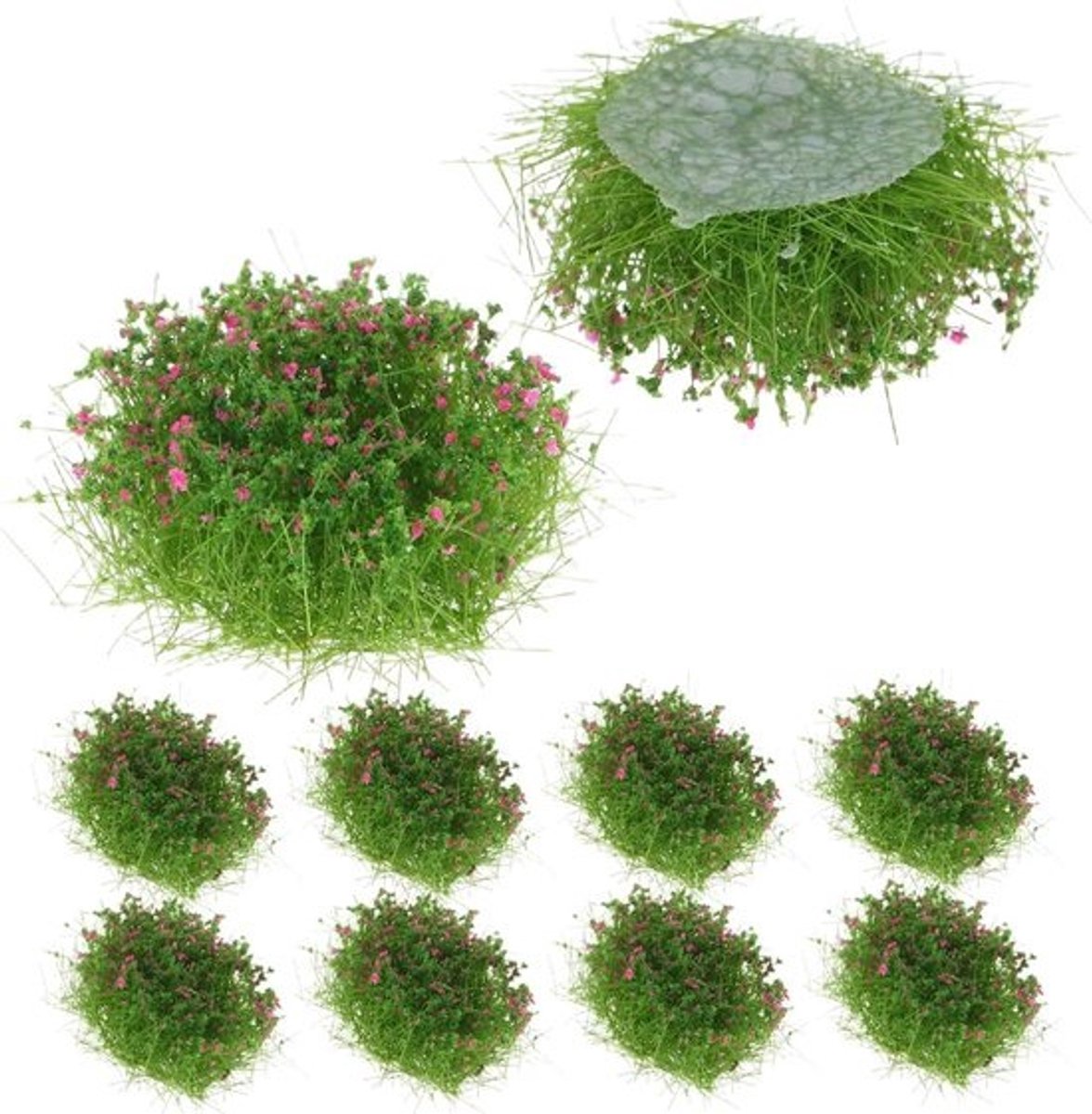 Kunstgras Clusters - Modelgras Diorama Gras - Miniatuurlandschap Creëren - Levensechte Simulatie - 10 stuks - Roze
