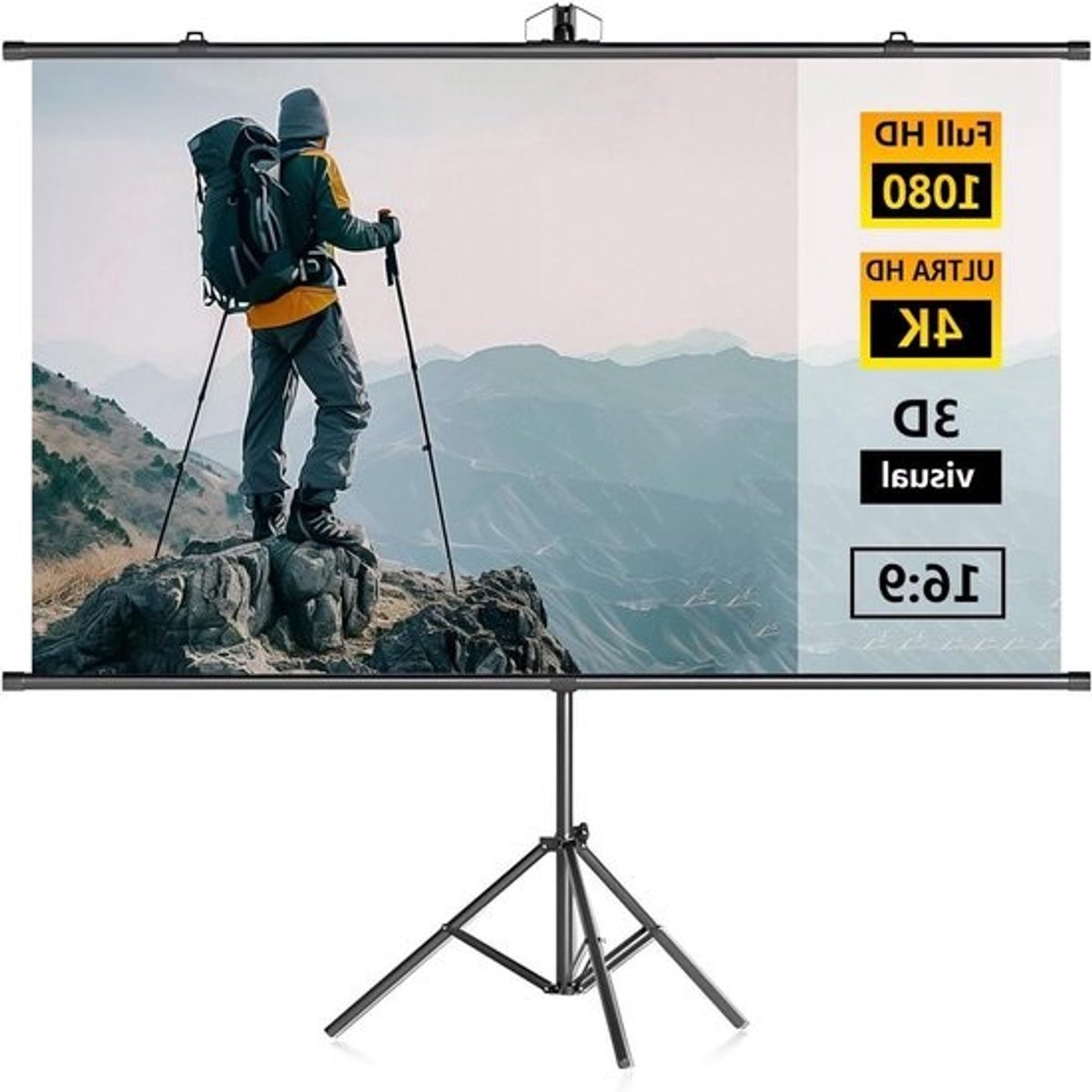 Projectiescherm met Statief - Beamer Scherm - Thuisbioscoop Creëren - Antireflectie Coating - 84 Inch 16:9 - Grijs
