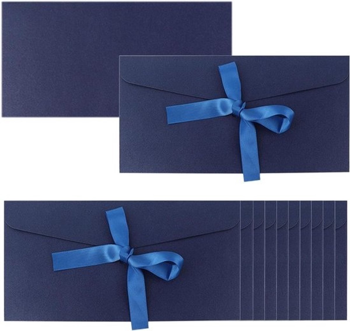 Meerblauwe Enveloppen - Wenskaarten Enveloppen - Uitnodigingen Versturen - Met Lintsluiting - 22 x 11 cm - Meerblauw