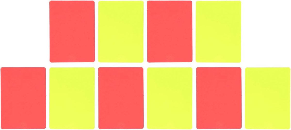 Dailygoods- Scheidsrechterkaarten Set van 5 - Rode/Gele Kaarten - Sportuitrusting - Herbruikbaar PVC - Lichtgewicht - Opvallende kleur - Voetbalkaarte
