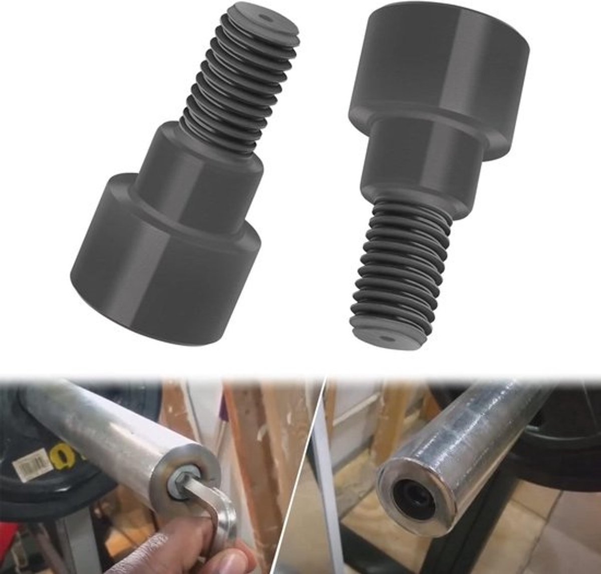 Hex Bolts - Sluitringen Set - Barbell Bevestigen - Gekartelde Grip - 2 Stuks - Zilver